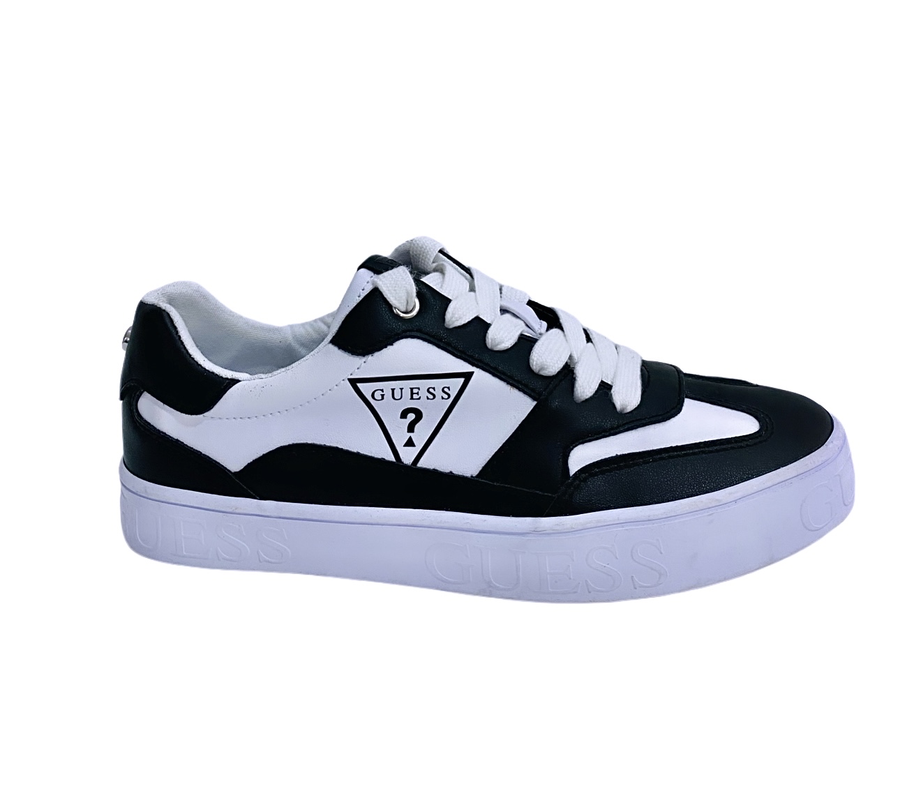 Littletown Guess Kid Boy Black White Guess Logo Luxury Lace Sneakers Online Luxury Store for Kids